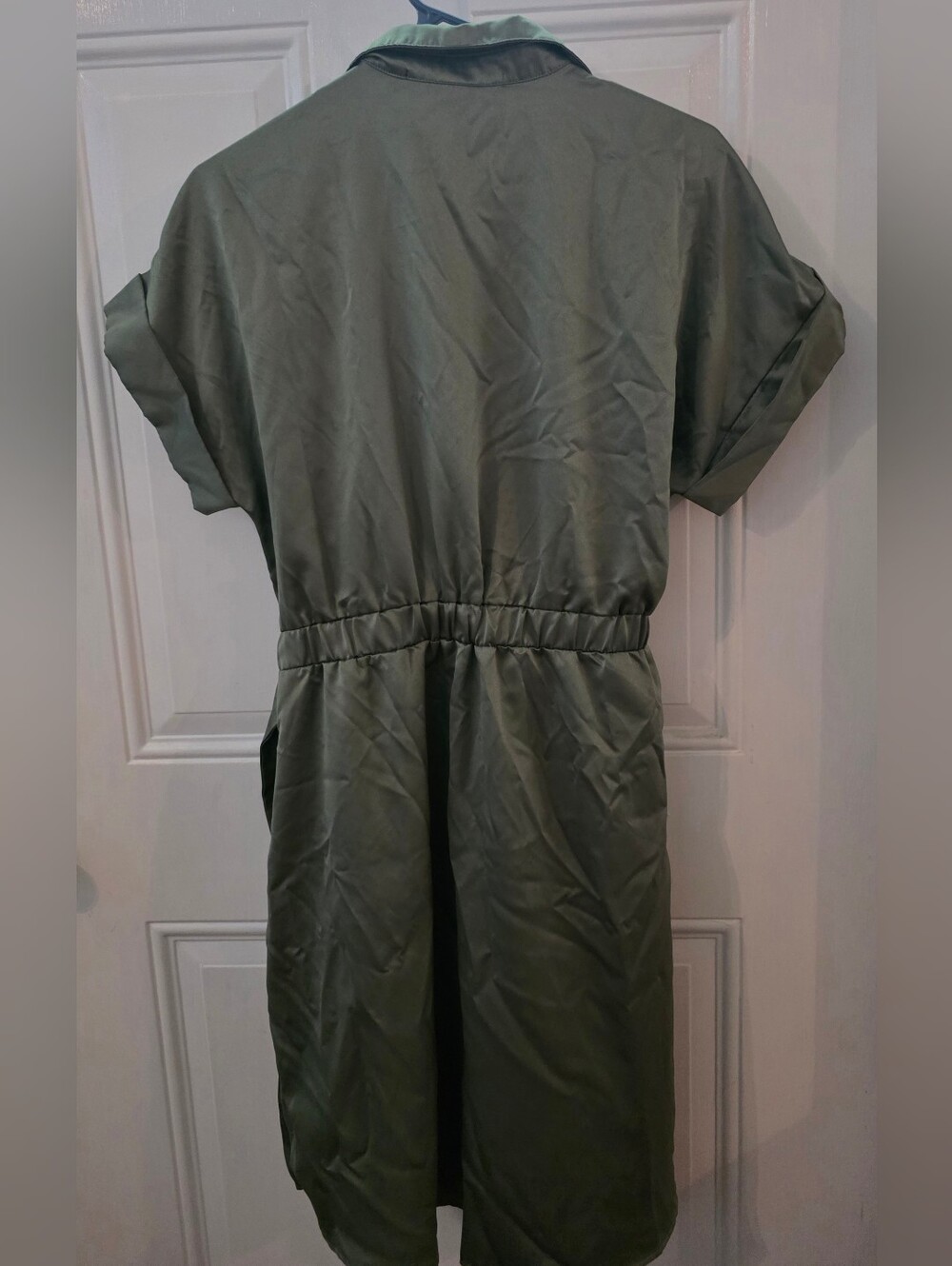 French Connection Olive Button-Front Shirt Dress with Belt - Picture 3 of 6